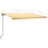 vidaXL Automatisk markise med vindsensor og LED 4x3 m gul og hvit