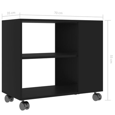 vidaXL Sidebord svart 70x35x55 cm konstruert tre