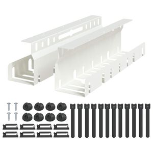 vidaXL Bordplate for kabelh&aring;ndtering 2 stk. Hvit 43 x 9 x 11 cm St&aring;l