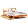 vidaXL Seng med bokhylle uten madrass voksbrun 140x190 cm heltre furu