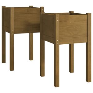 vidaXL Plantekasser 2 stk 40x40x70 cm heltre furu honningbrun