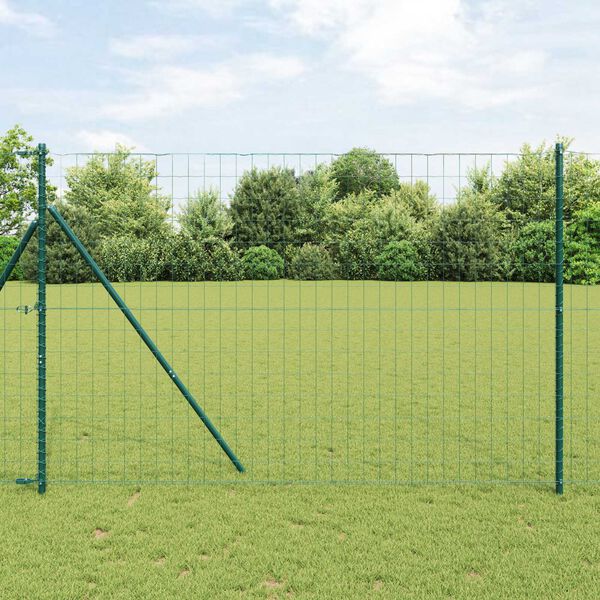vidaXL Euro gjerde grønn 1.5 x 10 m PVC-belagt jern