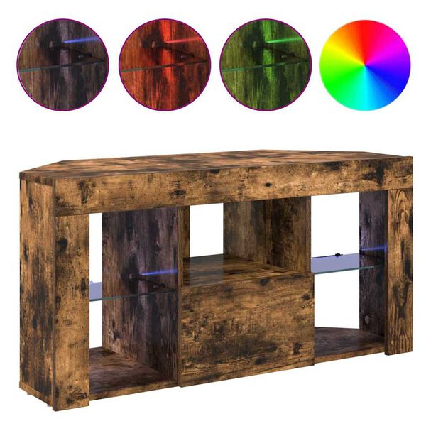 vidaXL Hj&oslash;rne LED TV-skap R&oslash;kt eik 100 x 40 x 50 cm Konstruert tre