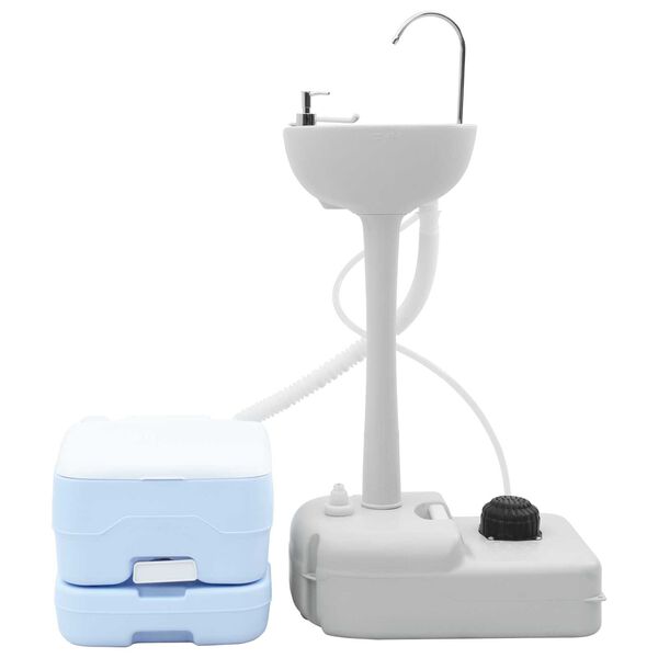 vidaXL Camping Toalett Set 2 pcs Blå og hvit Høy-densitet Polyetylen