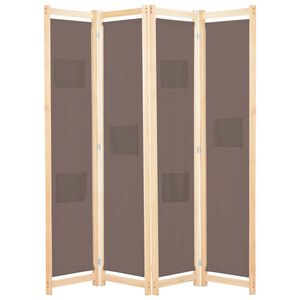vidaXL Romdeler 4 paneler brun 160x170x4 cm stoff