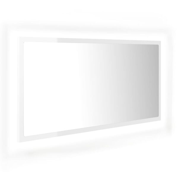 vidaXL LED-badespeil høyglans hvit 90x8,5x37 cm akryl