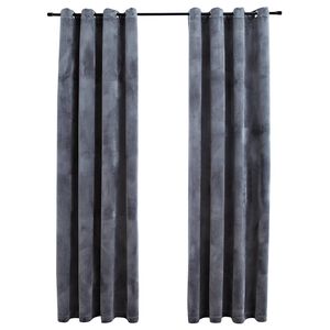 vidaXL Lystette gardiner med ringer 2 stk fl&oslash;yel antrasitt 140x245 cm