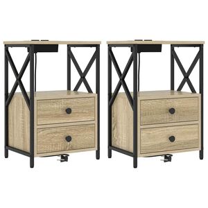 vidaXL Nattbordskap 2 pcs Sonoma eik 40 x 31 x 60 cm Konstruert tre