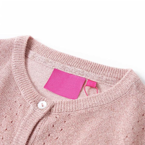 Cardigan for barn strikket myk rosa 116