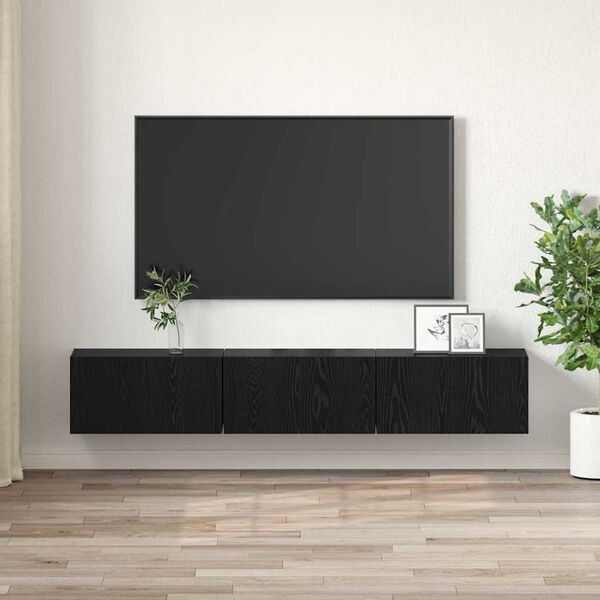 vidaXL TV-benksett 3 pcs Svart 60 x 30 x 30 cm Konstruert tre