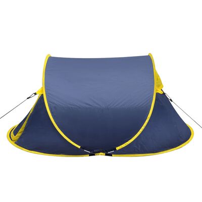 vidaXL Popup-campingtelt 2 personer marineblå/gul