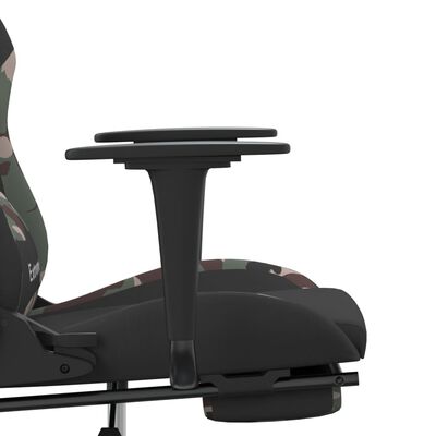 vidaXL Gamingstol med fotstøtte og hjul svart og kamuflasje stoff