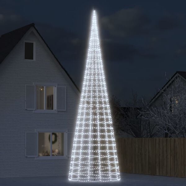 vidaXL LED Juletre p&aring; Flaggstang 3000 LEDs Kald Hvit 800 cm