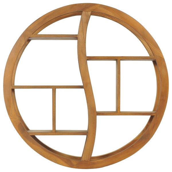 vidaXL Vegghylle yin og yang 80x17,5x80 cm heltre teak