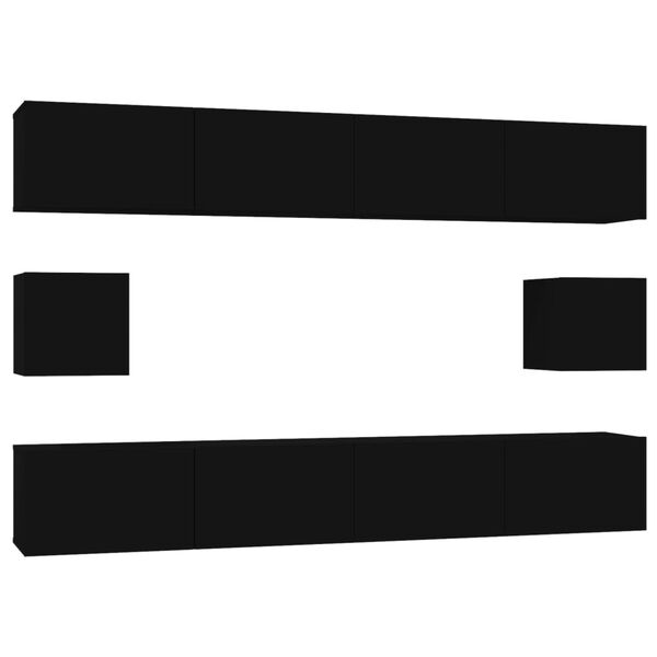 vidaXL TV-skapsett 6 deler svart konstruert tre