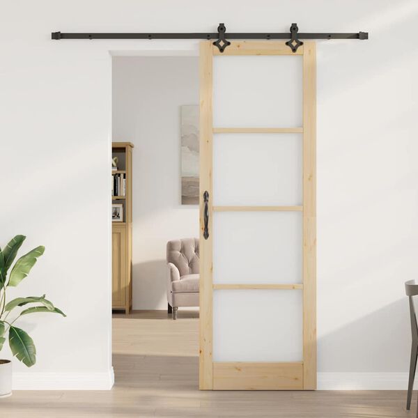 vidaXL Skyved&oslash;r Naturlig 78 x 232 cm Massivt furutre og glass