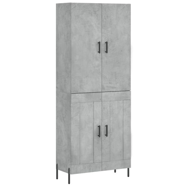 vidaXL Highboard betonggr&aring; 69,5x34x180 cm konstruert tre