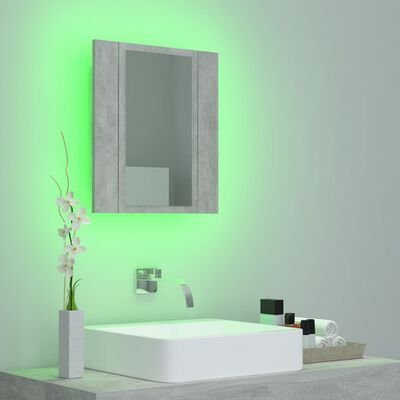 vidaXL LED-speilskap til baderom betonggrå 40x12x45 cm akryl