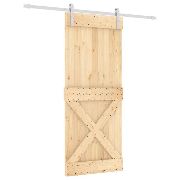 vidaXL Skyvedør med monteringstilbehør 85x210 cm heltre furu