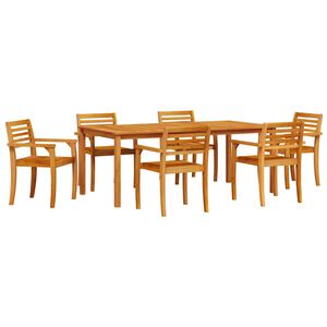 vidaXL Hage Spisegruppe 7 stk. Brun Solid akasietre
