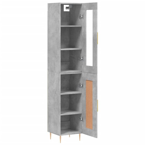 vidaXL Highboard betonggr&aring; 34,5x34x180 cm konstruert tre