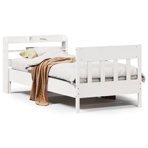 vidaXL Sengeramme uten madrass hvit 75x190 cm heltre furu