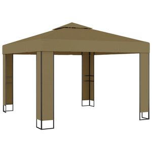 vidaXL Paviljong med dobbelt tak 3x3x2,7 m gr&aring;brun 180 g/m&sup2;