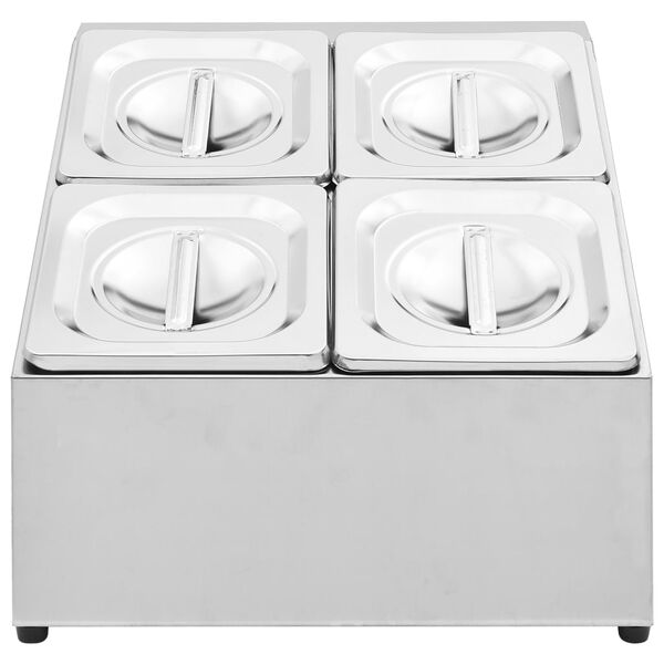 vidaXL GN-beholder med 4 GN 1/6 beholdere rustfritt stål