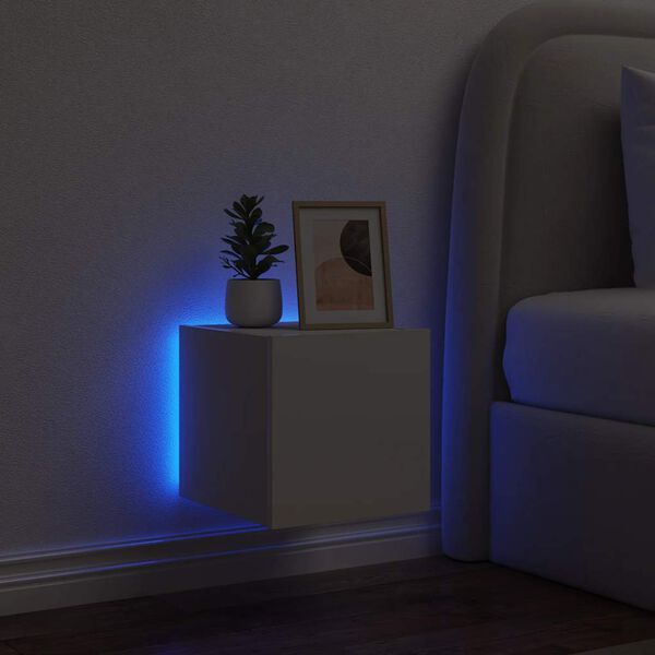 vidaXL Vegghengt TV-benk med LED hvit 30,5x35x30 cm