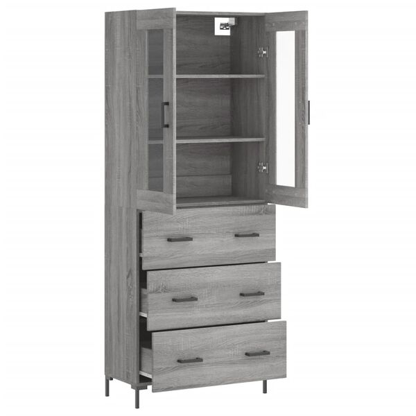 vidaXL Highboard gr&aring; sonoma 69,5x34x180 cm konstruert tre