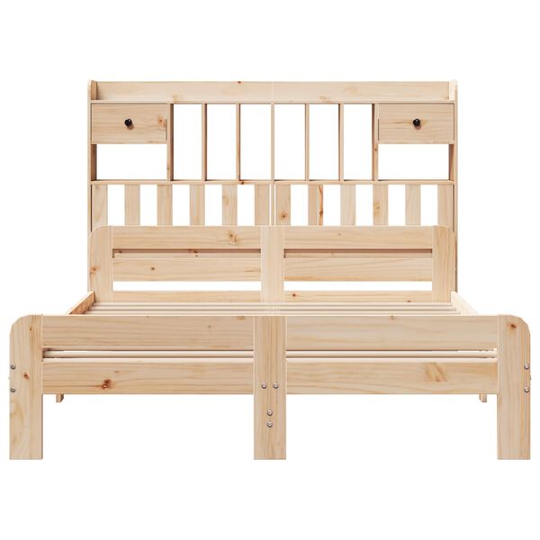 vidaXL Seng med bokhylle uten madrass 150x200 cm heltre furu