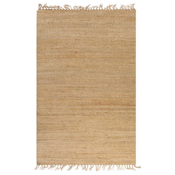 vidaXL H&aring;ndvevd teppe jute stoff 120x180 cm naturell