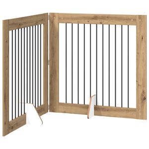 vidaXL Foldbar hundegitter med stativer 2 stk. Artisan eik 200,5 cm
