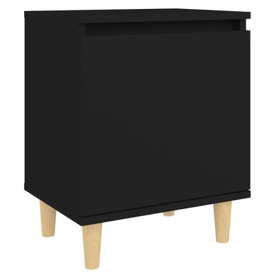 vidaXL Nattbord med ben i heltre svart 40x30x50 cm