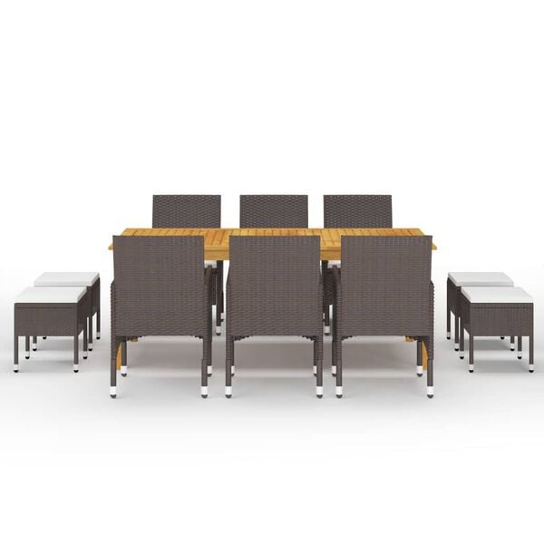 vidaXL Utendørs spisestue 11 deler brun