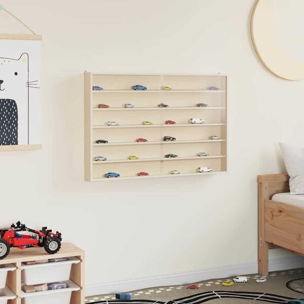 vidaXL Veggdokumentdisplay med hylle Beige 80 x 8,5 x 54 cm Kryssfin&eacute;r