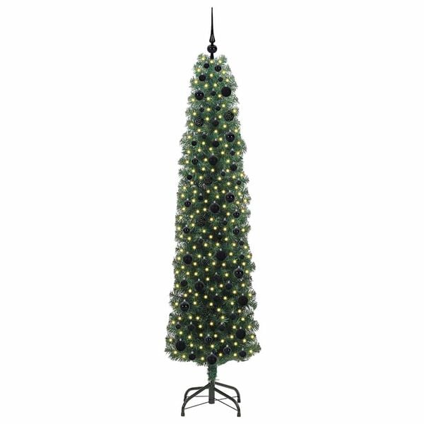 vidaXL Kunstig juletre med 300 LED gr&oslash;nn 210 cm PVC og st&aring;l og plast