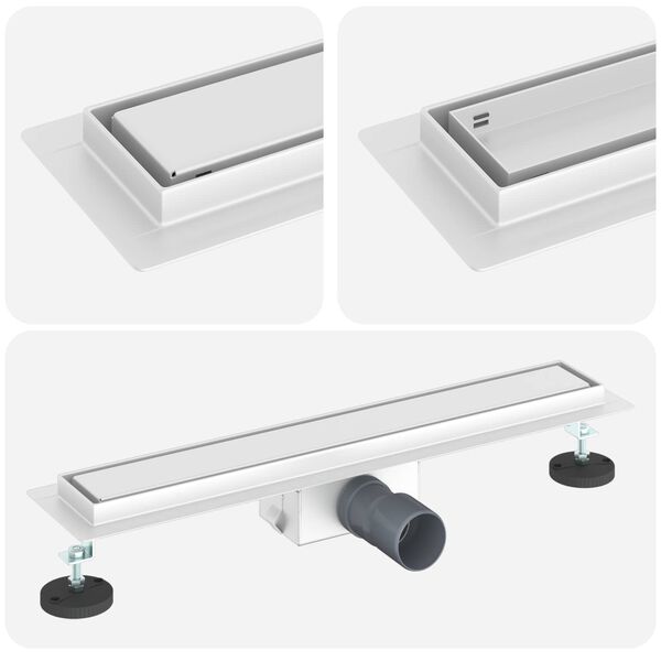 vidaXL Dusjavløp med Glassdeksel sølv 60 cm Rustfritt Stål 304