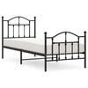 vidaXL Sengeramme i metall med hode- og fotgavl svart 90x190 cm