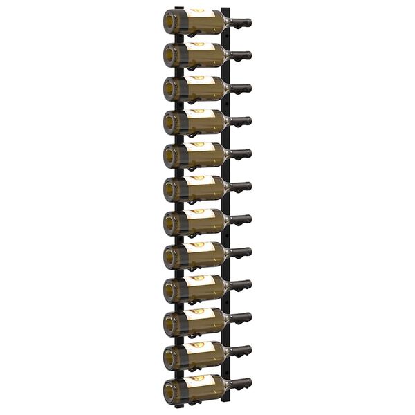 vidaXL Veggmontert vinstativ for 12 flasker svart jern