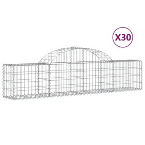 vidaXL Gabionkurver buede 30 stk 200x30x40/60 cm galvanisert jern