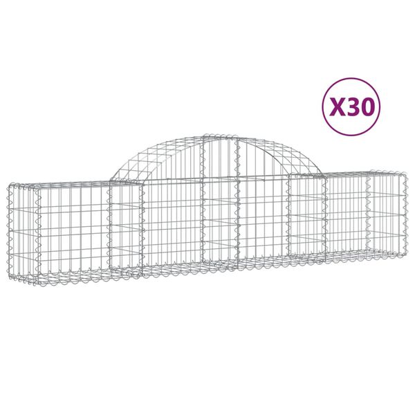 vidaXL Gabionkurver buede 30 stk 200x30x40/60 cm galvanisert jern