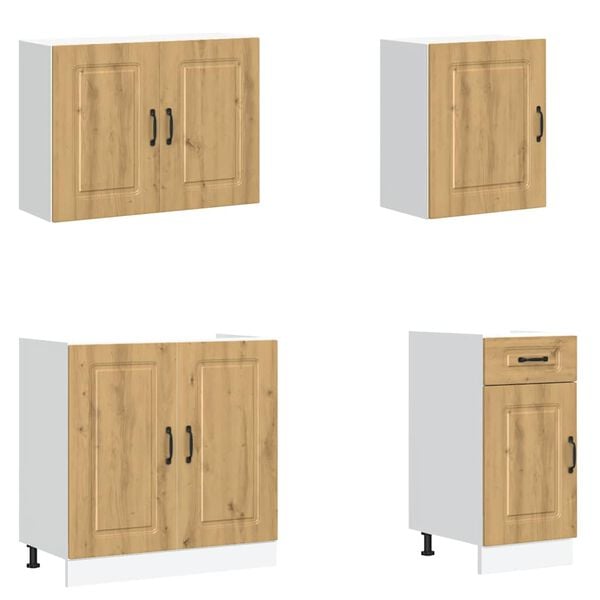 vidaXL Kj&oslash;kkenskapssett 7 deler Kalmar artisan eik konstruert tre