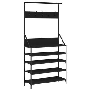 vidaXL Klesstativ med skooppbevaring svart 90x34x184 cm
