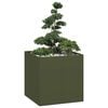 vidaXL Plantekasse olivengr&oslash;nn 80x80x80 cm st&aring;l