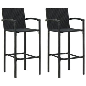 vidaXL Barstoler 2 stk svart polyrotting