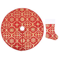 vidaXL Luksus juletreskjørt med sokk rød 90 cm stoff