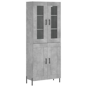 vidaXL Highboard betonggr&aring; 69,5x34x180 cm konstruert tre