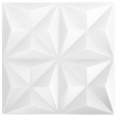 vidaXL 3D-veggpaneler 48 stk 50x50 cm origami hvit 12 m²