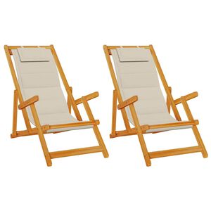vidaXL Strandstol 2 stk. Brun Solid akasietre